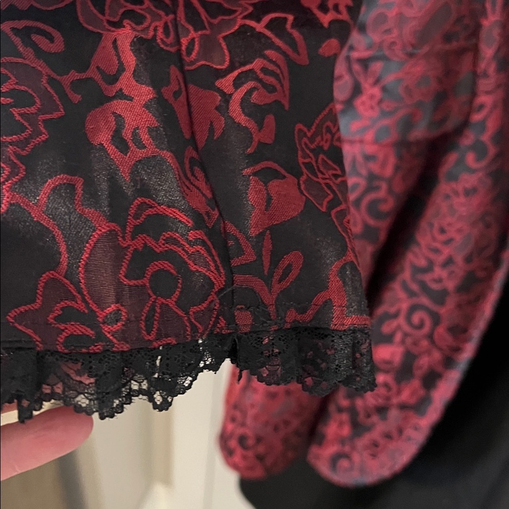 NEW H&R Red Floral Gothic Steampunk Corset Jacket & Matching Swingdress Size 14 - Picture 7 of 16